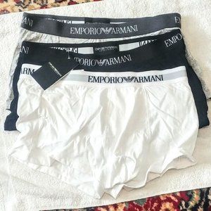 NWT 3 Pair Emporio Armani Cotton Logoband Boxer Briefs M White, Black, Gray